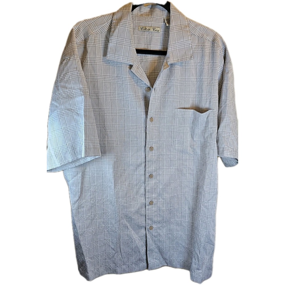 Batick Bay Men's Shirt Button Up Short Sleeve Rayon & Polyester Size X-Large